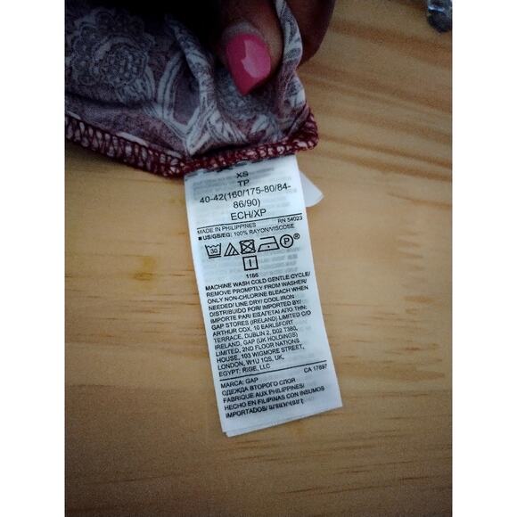 Gap Womens Sleeveless V-neck Flutter Hem Ruffle Dress Red Floral Size XS - Picture 8 of 9